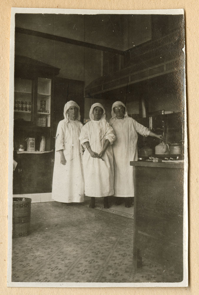 Hospital staff in Strathcona School kitchen